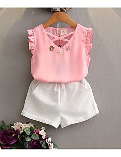 Conjuntos Chica Casual Diario Un Color Algodón Rayón Sin Mangas Verano Conjunto De R Vestidos Bonitos Para Niña Ropa Infantil Para Niña Ropa Para Niñas Fashion