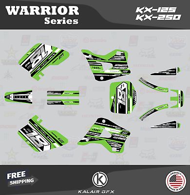 (eBay) Graphics Kit for KAWASAKI KX125 KX250 1996-1998 Warrior Series - Green