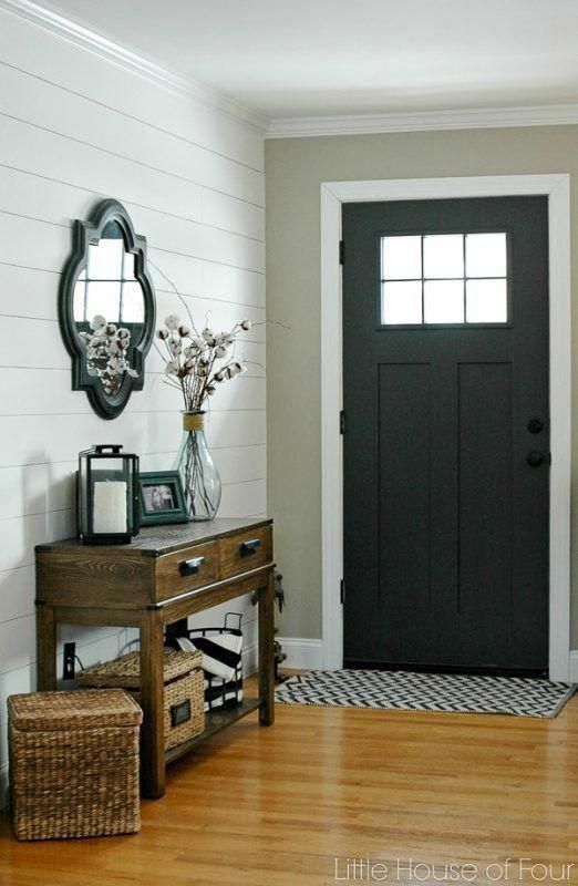 Black Door And Shiplap In The Entryway Fixer Upper Style 100 Beautiful Mudro Black Door And Shiplap In T Home Decor Doors Interior Interior Accent Wall