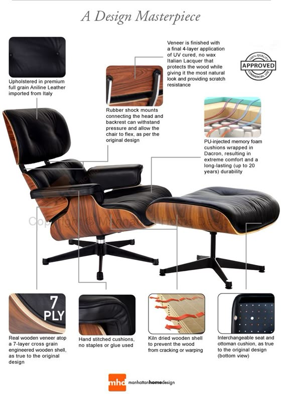 Eames Lounge Chair and Ottoman Replica Reproduction | Best quality Eames Lounge reproduction