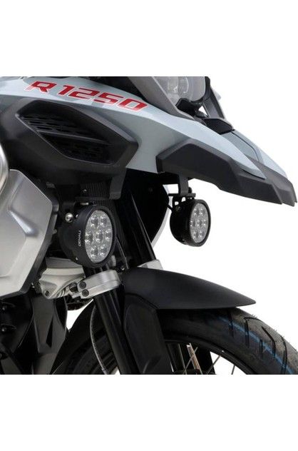 The DENALI light mount for BMW R1250GS Adventure provides a secure foundation for the addition of auxiliary lighting. Laser cut steel construction is powder coated in an attractive matte black finish for improved durability and corrosion resistance. This high quality mount fits precisely on the R1250GS Adventure utilizing the mirror mounting location and accepts any DENALI lighting kit. No drilling, cutting or any other modifications required for proper fitment. Be prepared for any adventure on