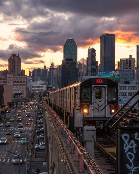 New York City Subway at Sunset 7 Train in Queens NYC | Etsy