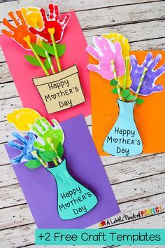 Adorable Mother\'s Day Handprint Flower Craft and Free Template -