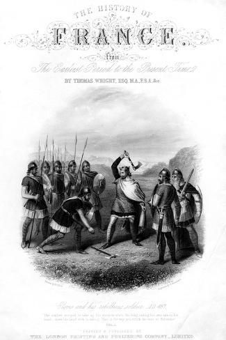 size: 18x12in Giclee Print: Clovis and His Rebellious Soldier, 487 Ad by G Greatbach : Artists