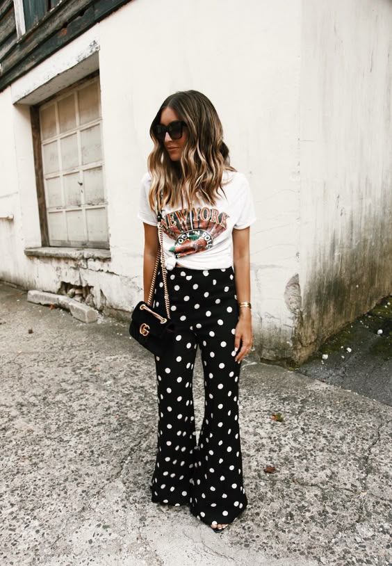 Polka Dot Pants & Graphic Tee