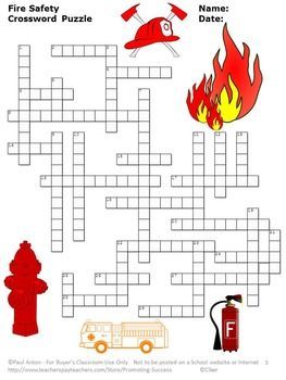 fire safety week activities crossword puzzle fire prevention week is in october in this worksheet packet fire safety week fire safety fire prevention month