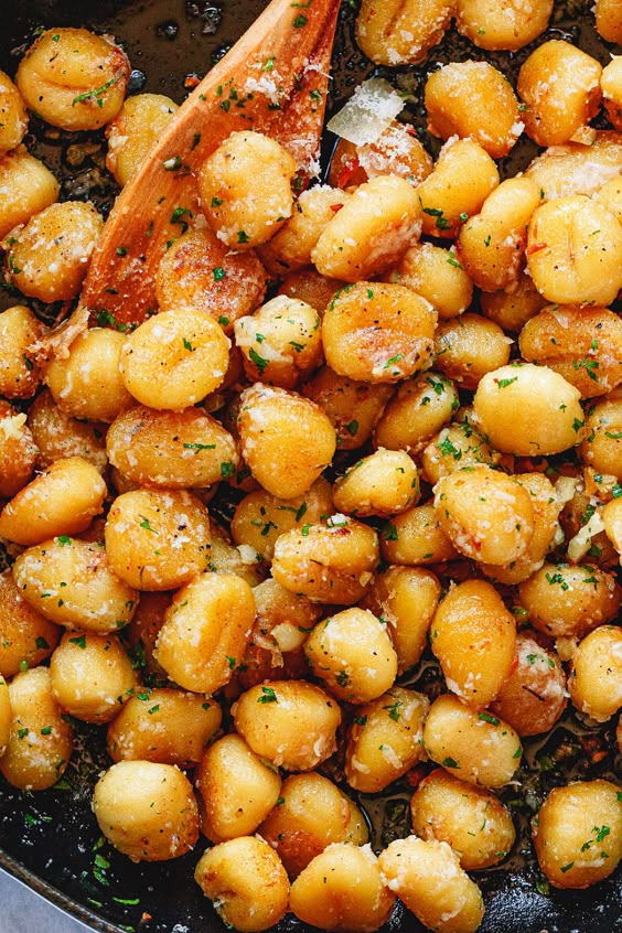 Fried Butter Gnocchi with Garlic & Parmesan