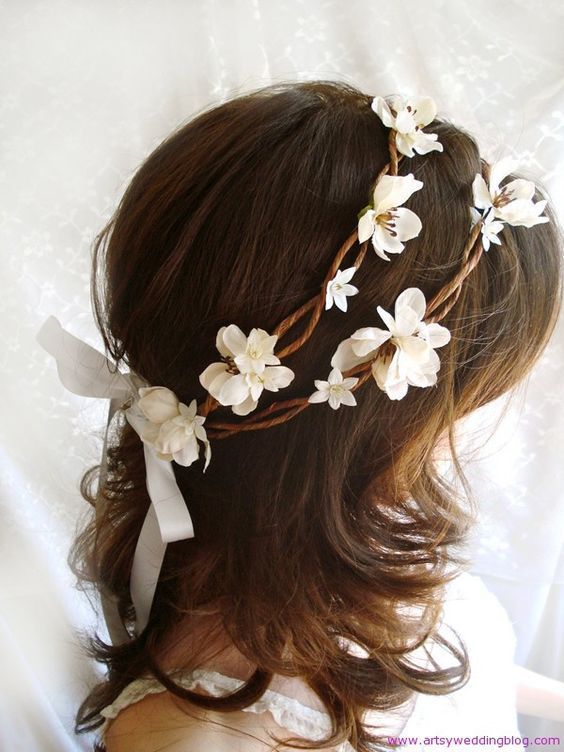 Flower Headband Flower On Top Girls Elastic Headband Natural Look Flowers B3 Flower Headband Flower On Top Girls Elastic Headband Natural Look Flowers B3