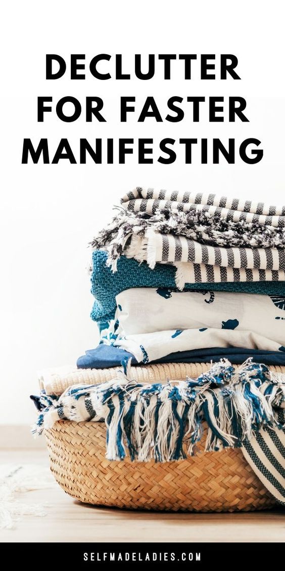 Pinterest Graphic with Title How to Declutter for More Abundance - selfmadeladies.com