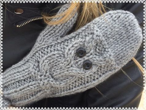 2yrs to large adult Easyintermediate Knitting pattern Chunkybulky. Owl Fingerless Mitts PDF pattern