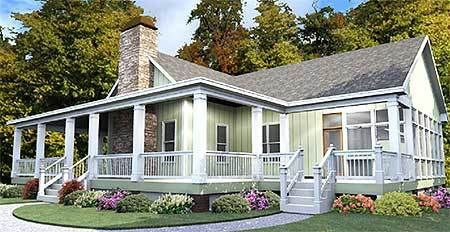 Plan 86229hh One Story House Plan With Wrap Around Porch Farmhouse Style House Plans House With Porch Porch House Plans