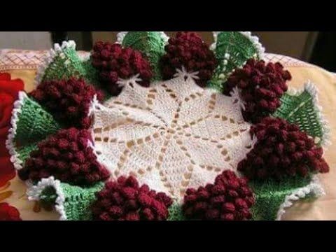 كروشيه مفرش دائرى سهل على شكل عناقيد العنب Youtube Crochet Crochet Blanket Blanket