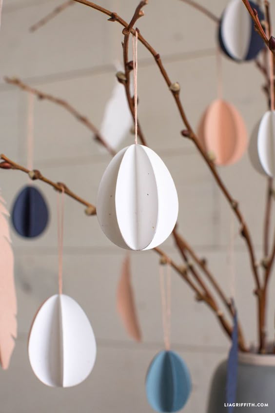 Dress up your Easter tree with these easy 3D paper eggs. This project is inspired by the Scandinavian tradition of påskris...
