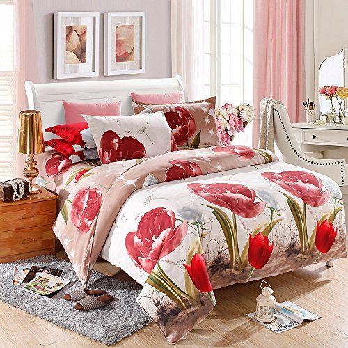 4pcs 3D Printed Bedding Set Bedclothes Duvet Cover+Bed Sheet+2 Pillowcases US