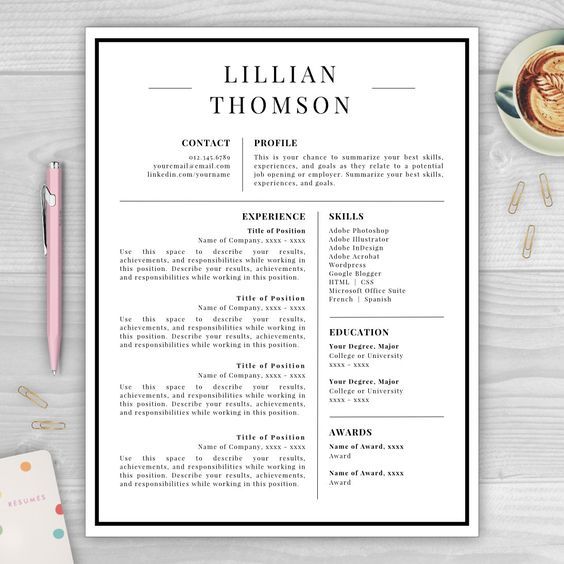Professional Resume Template for Word \ Pages CV Template - achievements resume Professional Resume Template for Word \ Pages CV Template - achievements resume