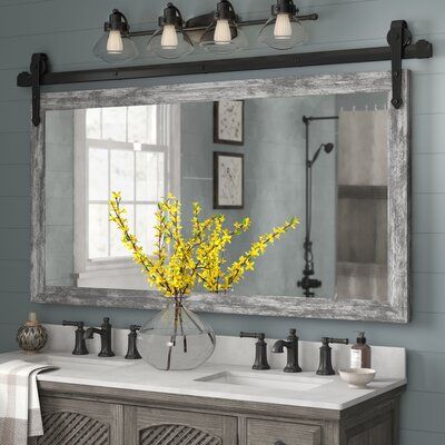 Laurel Foundry Modern Farmhouse Abraham Barnwood Wall Accent Mirror Size 31 H X 71 W Bathroom Vanity Styling Bathroom Vanity Mirror, Wayfair Mirror Bathroom Cabinet