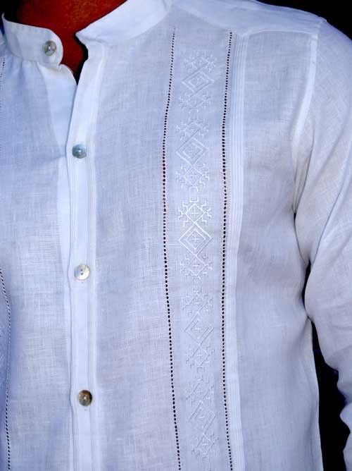 Guayabera Formal Italian Pure Linen Collar Mao Nacar Button Perfect Fit Double Eyelet For Use Cufflinks Back Orders Or Demand Designer Clothes For Men Mens Clothing Styles Irish Shirts Women