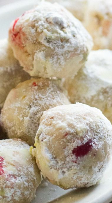 Cherry Pistachio Snowball Cookies