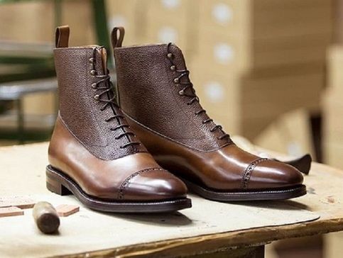 New Handmade Two Tone Leather Soled Balm Boot Made Using The Finest French Antique Calf In Oak Brown Boots Shoes Men - Leather Sole Boots New Handmade Two Tone Leather Soled Balm Boot Made Using The Finest French Antique Calf In Oak Brown Boots Shoes Men - Leather Sole Boots