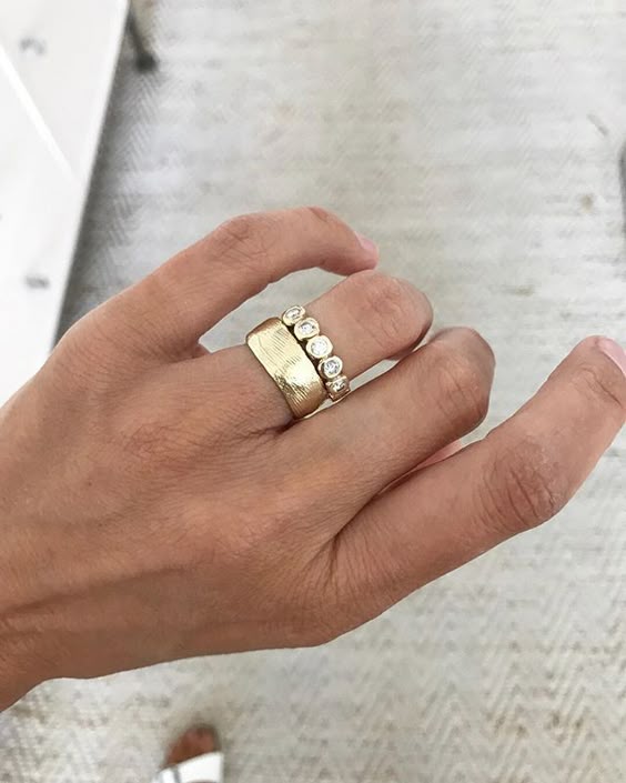 Dusted Gold Ring Stacking