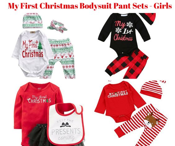 Baby Girl My First Christmas Bodysuit Pants Sets