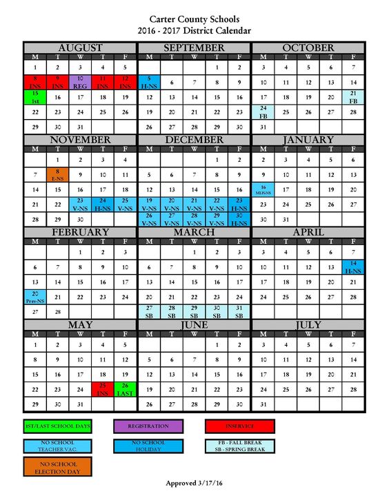 2016-2017 District Calendar - Carter County Schools Carter - school calendar 2016-2017 District Calendar - Carter County Schools Carter - school calendar