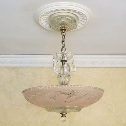 360 Vintage Antique arT DEco Glass Ceiling Light Lamp Fixture Chandelier 1