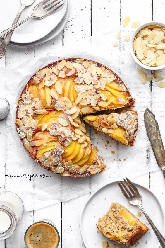 Almond peach cake (vegan, gluten-free & refined sugar-free) | nm_meiyee