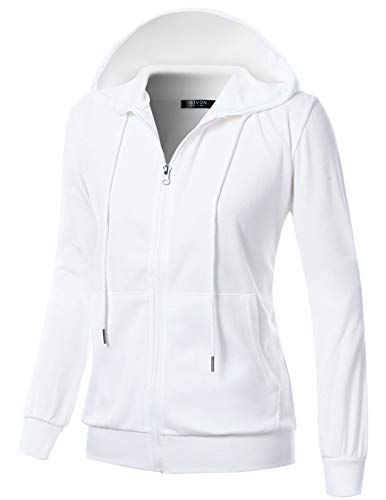 XS~4XL GIVON Womens Comfortable Long Sleeve Lightweight Zip-up Hoodie with Kanga Pocket