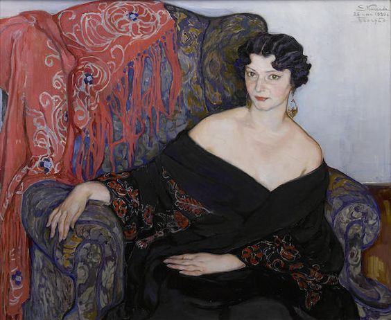 Portrait de femme (1930) by Elena Andreevna Kiseleva (1878-1974), Russian (bonhams)
