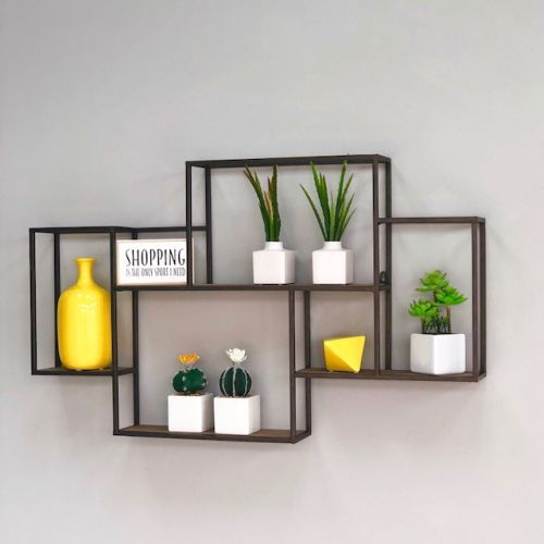 Metal And Wood Shelf Home Decor Shelves Home Decor Accessories Geometric Shelves