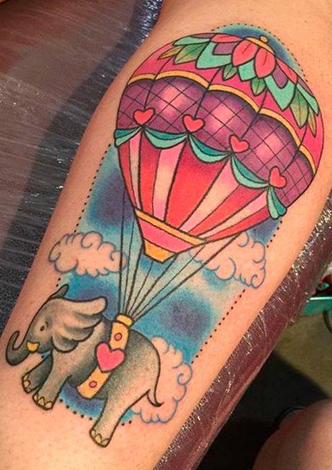 Tatuaje De Globo Aerostático Circus Tatuaje De Globo Tatuaje Globo Aerostatico Vuelos En Globo