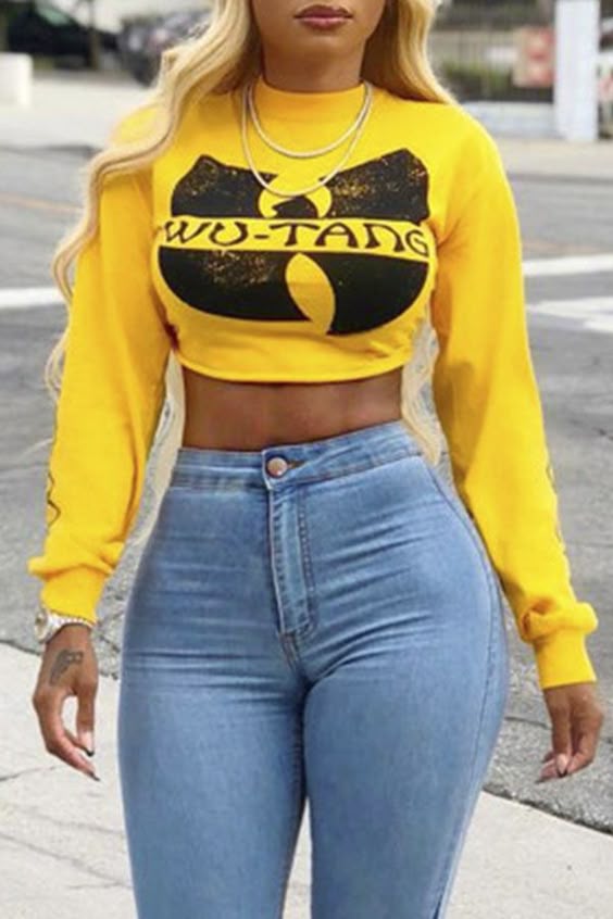 LW Letter Print Crop Top Sweatshirt