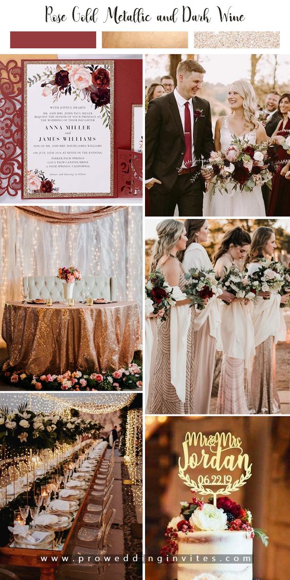 The Best Gold Wedding Colors Combos for 2021: Gold + Burgundy Wine