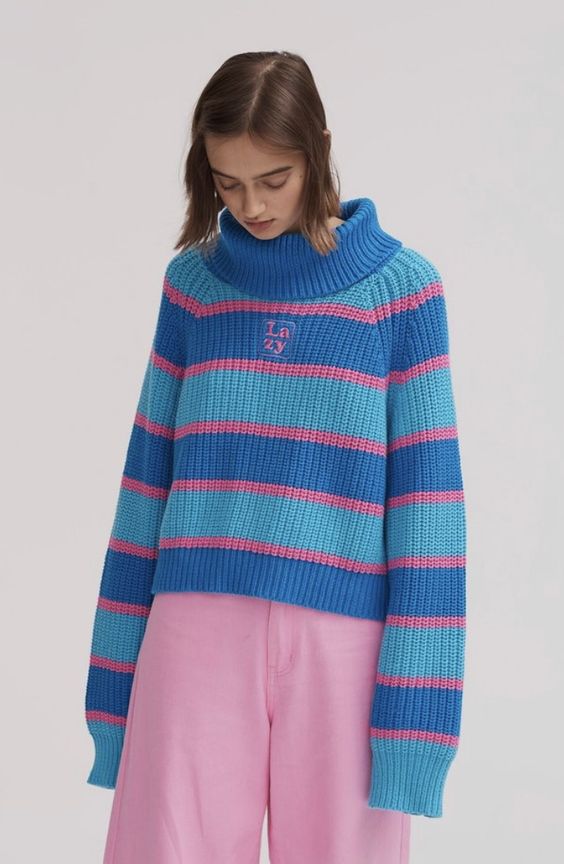 Lazy Oaf Stripey Roll Neck Jumper