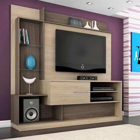 Estante para Home Theater Dimas Areia e Amêndoa Madetec