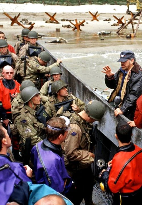 Spielberg on the set of Saving Private Ryan