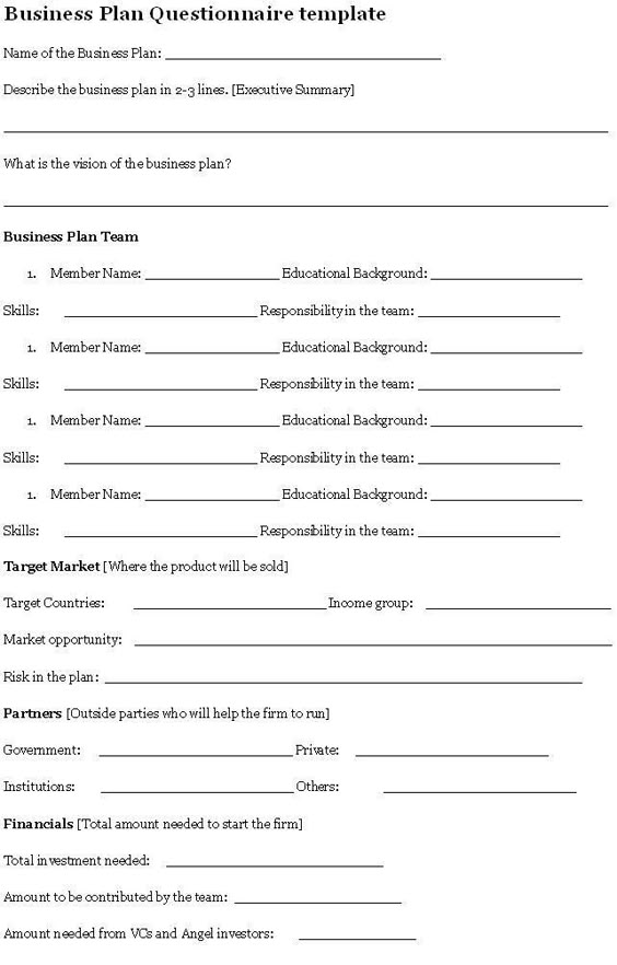 Business Plan Questionnaire #questionnaire # sample business plan - free questionnaire template word Business Plan Questionnaire #questionnaire # sample business plan - free questionnaire template word