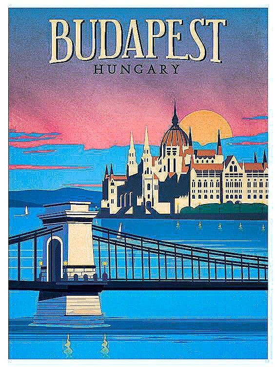 Polen Art Deco Reise Poster schöne Retro moderne Urlaub Tourismus Budapest Polen Art Deco Reise Poster schöne Retro moderne Urlaub Tourismus Budapest