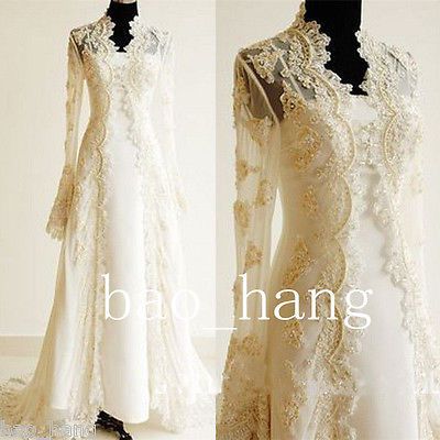 Vintage Lace Jacket Wedding Long Cloak Custom Full Sleeve Bridal