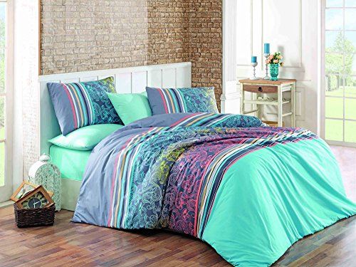 Dose Of Modern Rasti Turquoise Ranforce Single Quilt Cover Set De 110bhr03031 White Orange Green Sets - Turquoise Bedding Set Single Dose Of Modern Rasti Turquoise Ranforce Single Quilt Cover Set De 110bhr03031 White Orange Green Sets - Turquoise Bedding Set Single