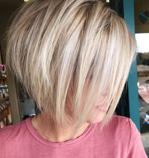 stacked bob with bangs