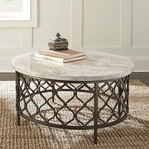 Steve Silver Roland 36 Round Stone Top Coffee Table In Yellow Tables Morecoffee Com Metal Base Round Stone Top Coffee Table, 36 Round Stone Top Coffee Table