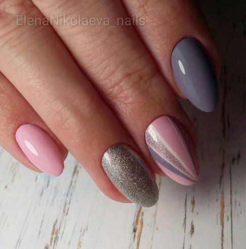 Paznokcie Czarne Rozowe Brokat Nails Nail Inspo Beauty