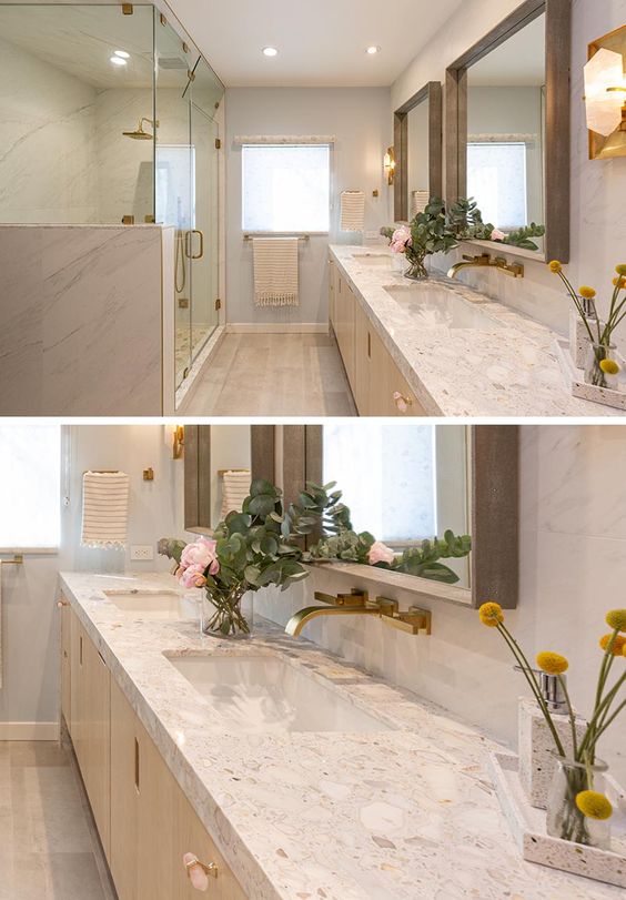 Bathroom Design Inspiration – Brass Accents Add A Glamorous Metallic Touch