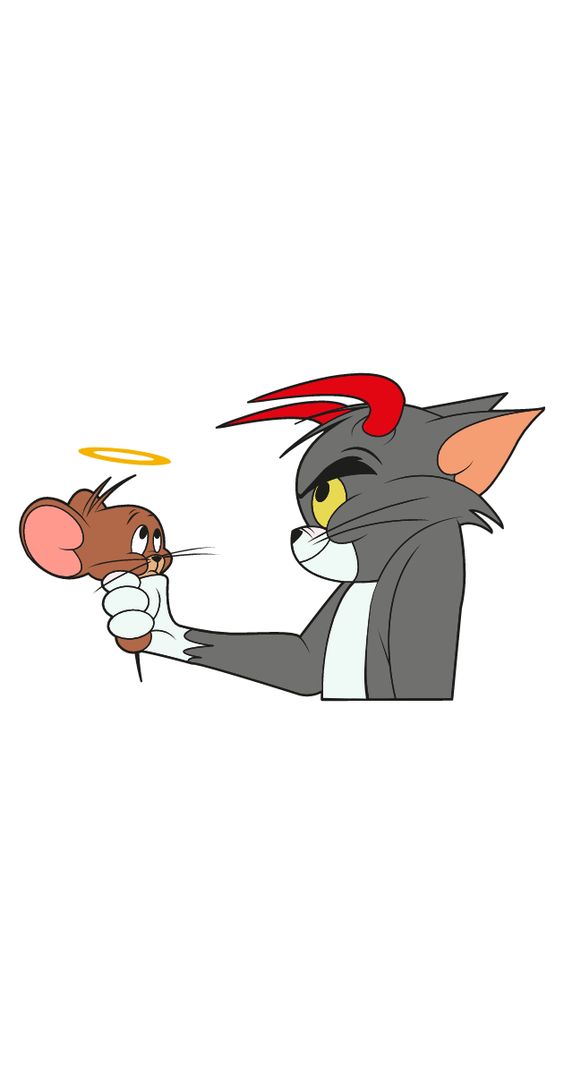 Tom and Jerry Angel and Devil Sticker