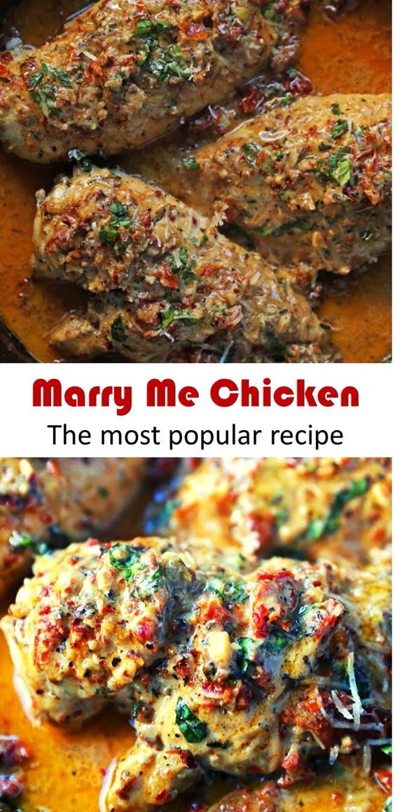 This is The Most Popular Recipe: Marry Me Chicken Recipe. Marry Me Chicken. Famous Chicken wok in sundried tomato parmesan cream sauce with fresh basil. It will surely inspire a marriage proposal! #Chicken #Dinner #Recipes #marrymechicken #marryyouchicken #sundriedtomatocreamchicken
