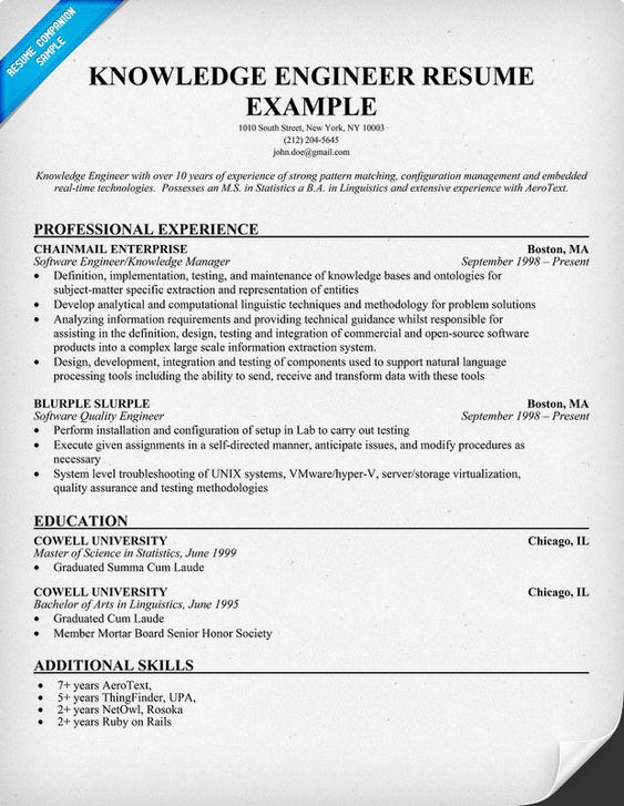 Knowledge Engineer Resume Example Resume Prep Pinterest - configuration management resume Knowledge Engineer Resume Example Resume Prep Pinterest - configuration management resume