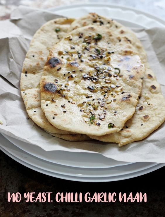 Naan | No Yeast | Instant Naan | Chilli Garlic Naan | Naan on Tawa/Pan | Stovetop Method