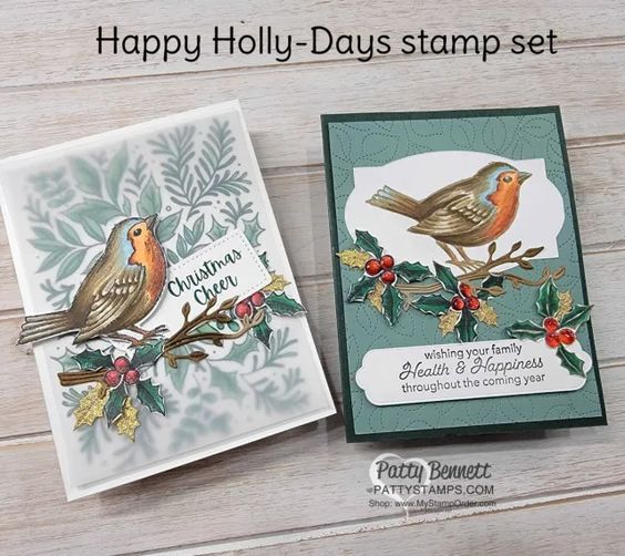 Happy Holly-Days bird with Stampin\' Blends Markers - Patty Stamps